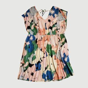 Ava & Viv Short Sleeve V-Neck Mini A-Line Dress Womens Plus Size 2X Multi Foral